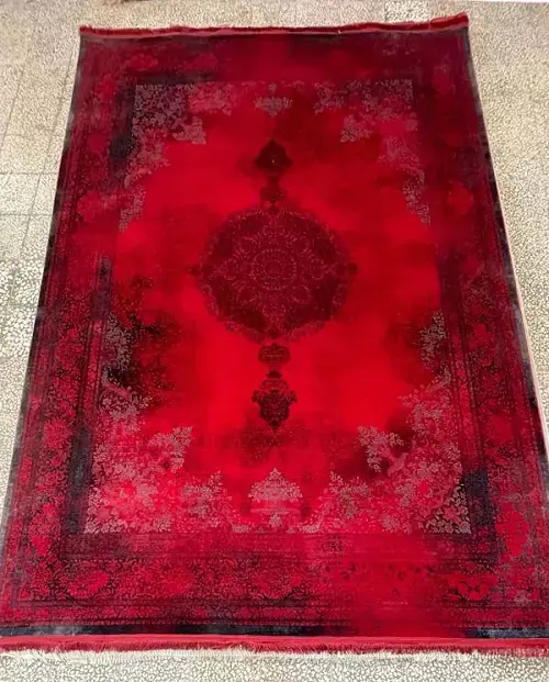 فرش 1200 شانه وینتیج قرمز طرح کاسپین - ارسال رایگان - 1