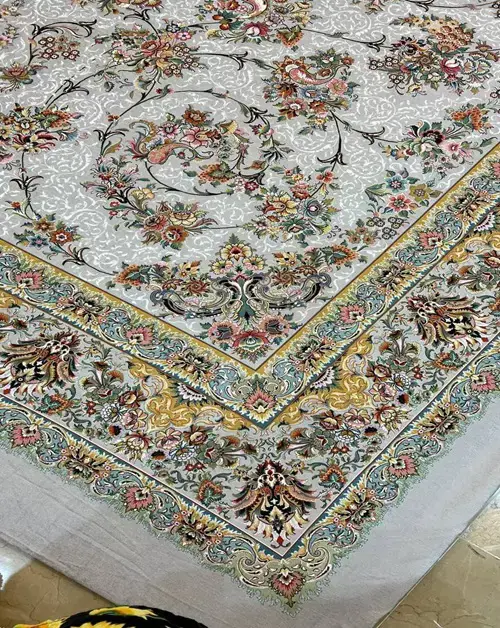 روفرشی کشدار طرح پیچک رنگ طوسی مدل B1849 - 1