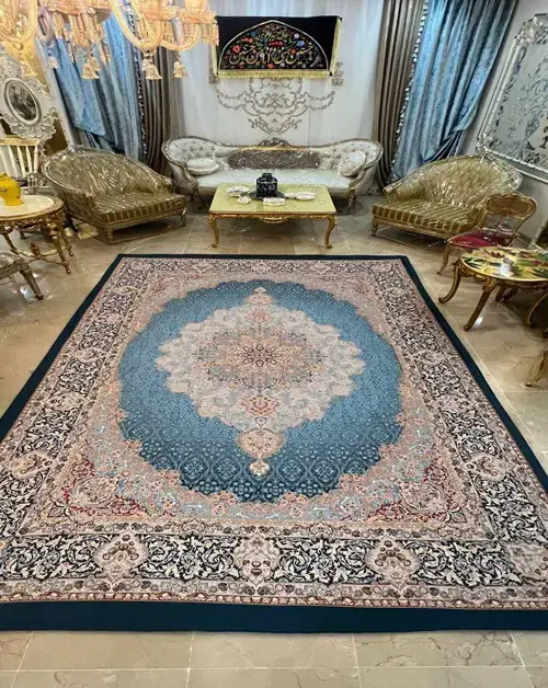 روفرشی کشدار رنگ آبی و کرم مدل B1817 - 1