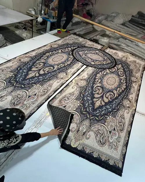 فرشینه ترمزدار ترکیب رنگ سرمه‌ای و کرم  کد B1688 - 1