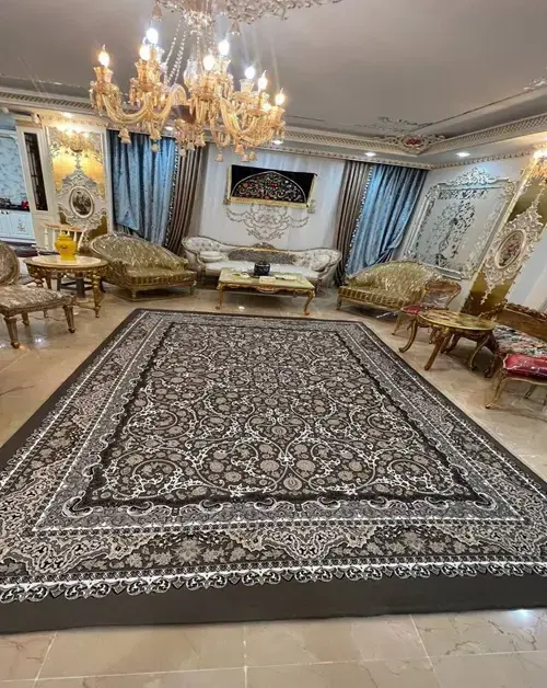 روفرشی کشدار ترکیب رنگ زمینه نسکافه‌ای و طوسی مدل B1848 - 1