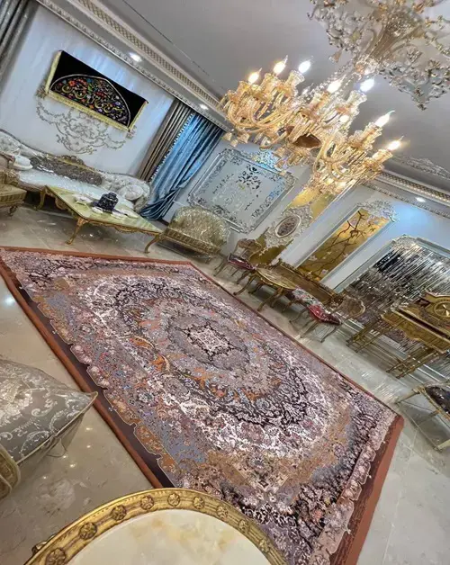 روفرشی کشدار ترکیب رنگ زمینه نسکافه‌ای و آجری و کرم و آبی مدل B1818 - 1
