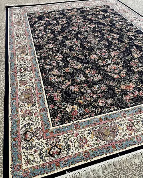 فرش 1200 شانه تراکم 3600 باغ گل سرمه‌ای – ارسال رایگان - 1