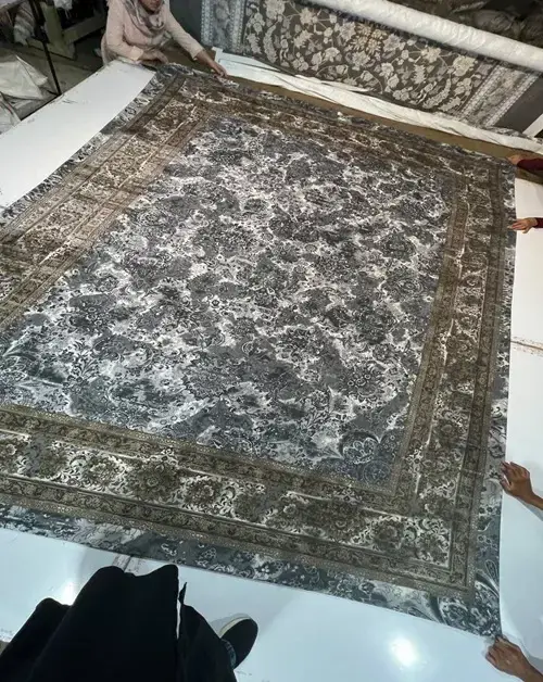 روفرشی کشدار رنگ زمینه قهوه‌ای و طوسی مدل B1307 - 1