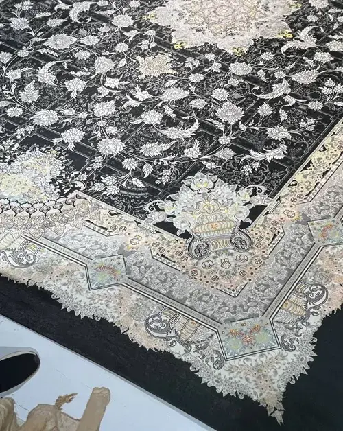 روفرشی کشدار رنگ زمینه مشکی و کرم مدل B1349 - 1