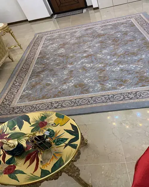روفرشی کشدار رنگ زمینه طلایی و طوسی مدل B1310 - 1