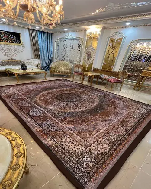 روفرشی کشدار رنگ زمینه قهوه‌ای مدل B1821 - 1