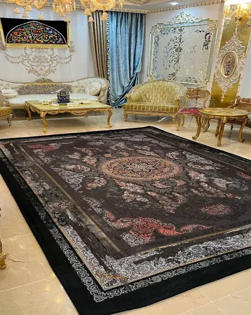 روفرشی کشدار رنگ زمینه قهوه‌ای و مشکی مدل B1851 - 1