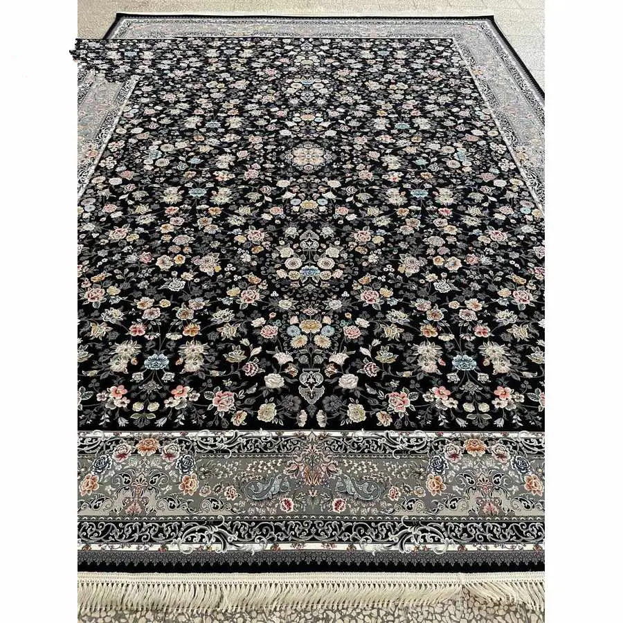 فرش افشان جدید 1200 شانه – طرح کیمیای سعادت (زمینه سرمه‌ای)  - ارسال رایگان - 1