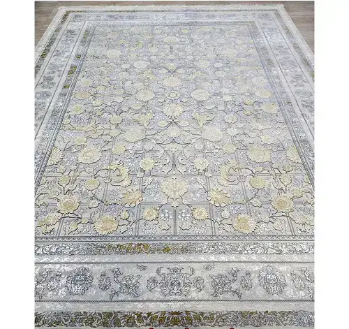 فرش افشان طلایی 1200 شانه طرح 9020 – درخشش طلایی بر زمینه طوسیِ شیک - ارسال رایگان - 1