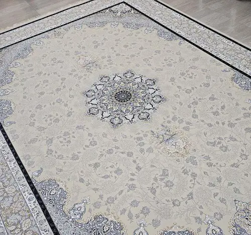 فرش 1200 شانه شاهین زمینه صدفی (قالی جدید کاشان) – ارسال رایگان - 1