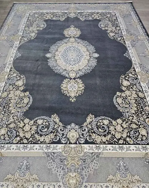 فرش 1200 شانه سلطنتی طلاکوب طرح خوتکا (دودی) – ارسال رایگان - 1