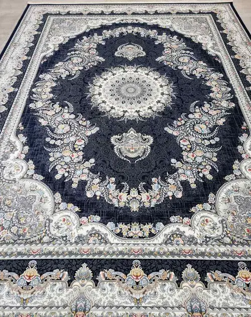 فرش 1200 شانه طرح اطلس سرمه‌ای – ارسال رایگان - 1