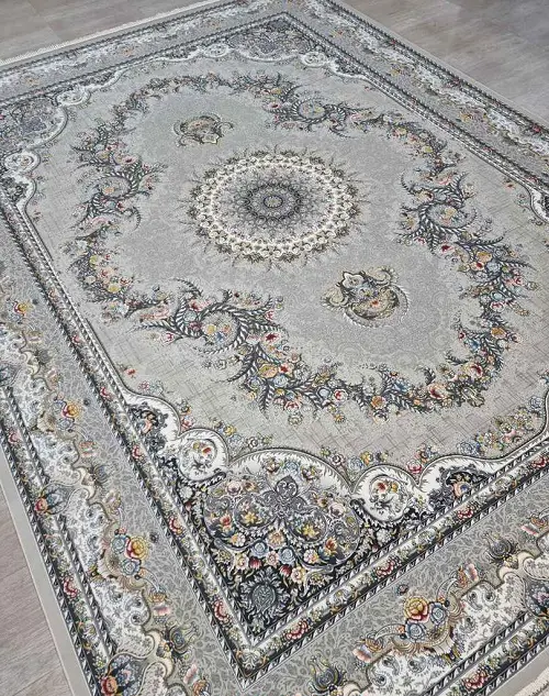 فرش 1200 شانه طرح اطلس ترمه‌ای روشن – ارسال رایگان - 1
