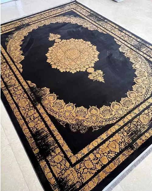 فرش 1200 شانه وینتیج طلاکوب سرمه‌ای – ارسال رایگان - 1