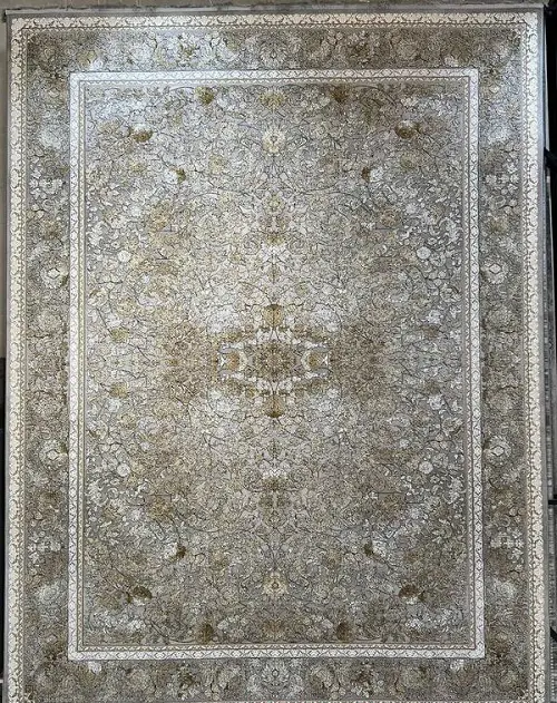 فرش طوسی طلایی کاشان 1200 شانه طلاکوب – ارسال رایگان - 1