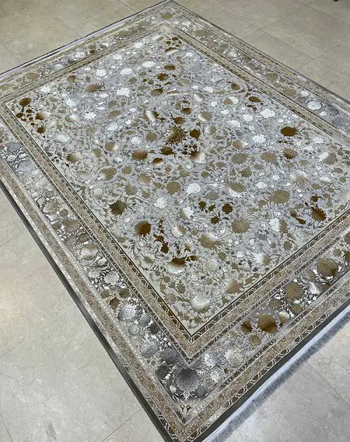 فرش 1200 شانه طلاکوب دودی – تراکم 3600 – کد 1352K – ارسال رایگان - 1