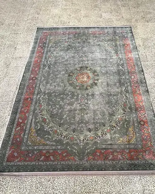 فرش 1200 شانه مدرن طوسی سبز طرح لنین – تراکم 3600 – ارسال رایگان - 1