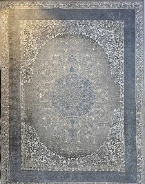 فرش 1200 شانه طوسی آبی طرح آبالون – ارسال رایگان - 1