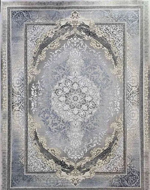 فرش وینتیج طوسی آبی 1200 شانه طرح آنتوریوم – ارسال رایگان - 1
