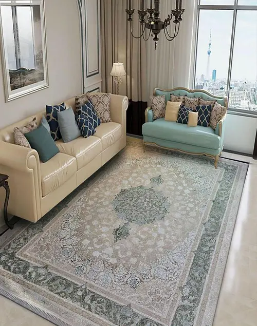 فرش حاشیه سبز 1200 شانه طرح مانیا – ارسال رایگان - 1