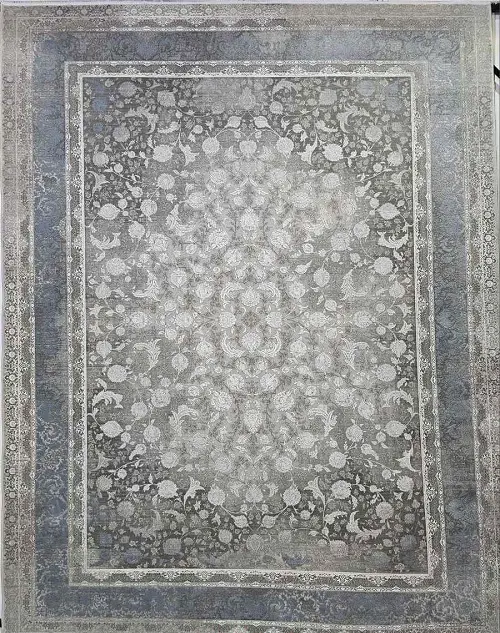 فرش مدرن طوسی آبی 1200 شانه طرح ملانیا – ارسال رایگان - 1