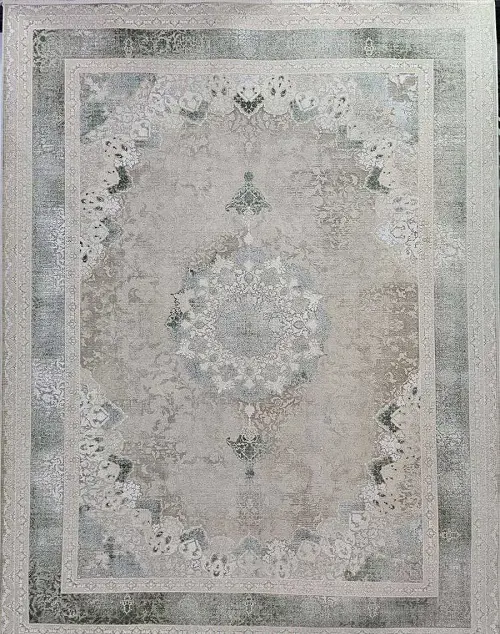 فرش کرم سبز 1200 شانه طرح ترمه – ارسال رایگان - 1