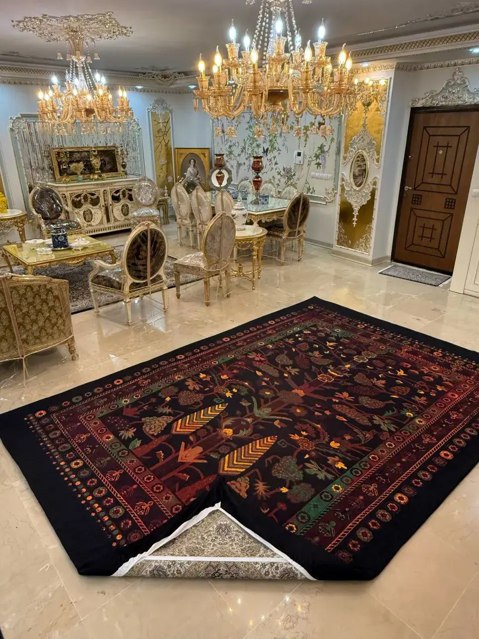 روفرشی کشدار کد B2599 - زمینه لاکی - 1