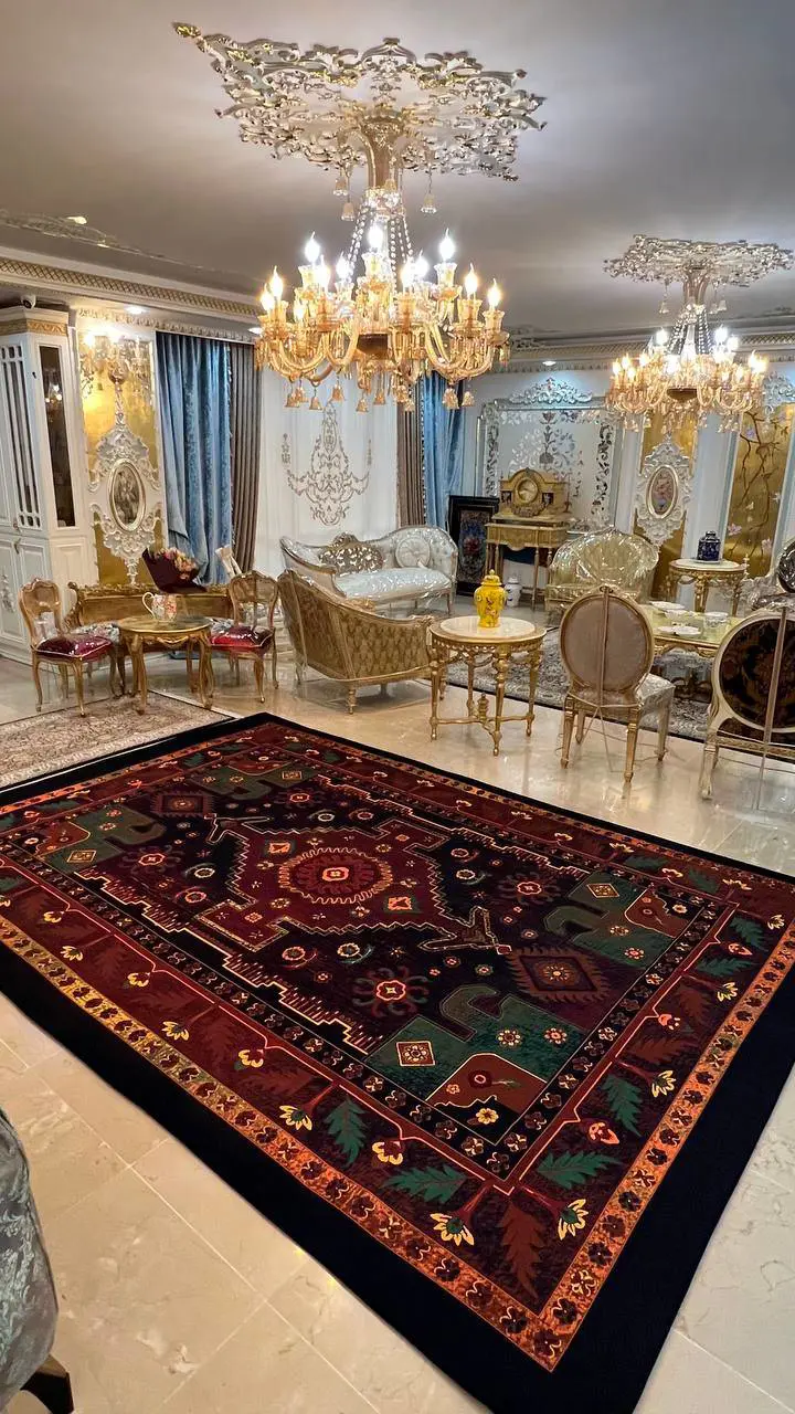 روفرشی کشدار سنتی کد B2597 - زمینه لاکی و مشکی - 1