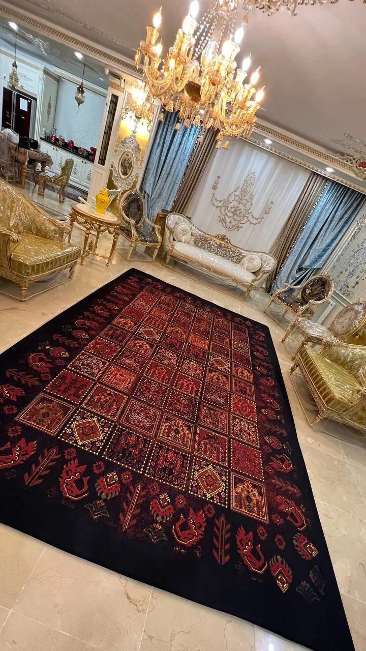 روفرشی کشدار کد B2588 - زمینه لاکی و مشکی - 1