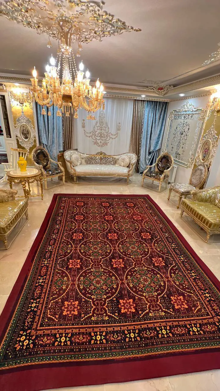 روفرشی کشدار کد B2583 - زمینه لاکی و سبز - 1