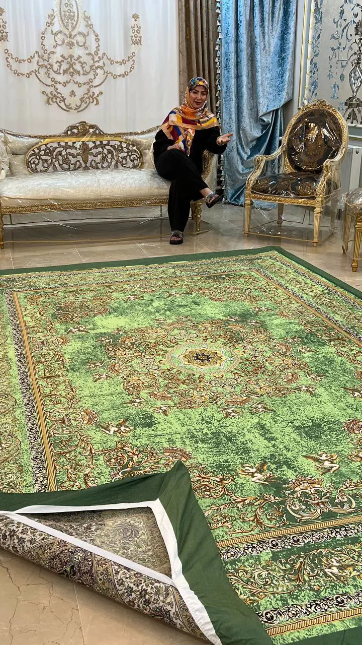 روفرشی کشدار کد B2344 - زمینه طوسی و سبز - 1
