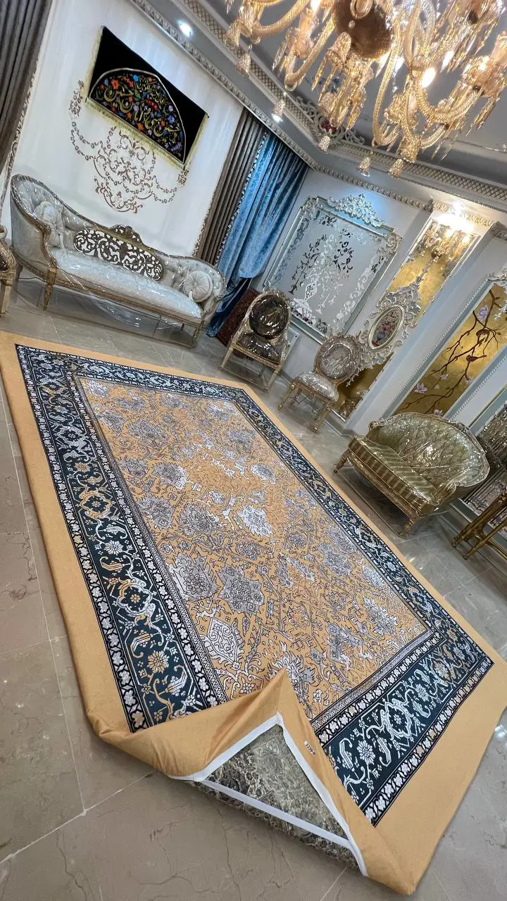 روفرشی کشدار کد B2239 - زمینه طلایی و آبی - 1