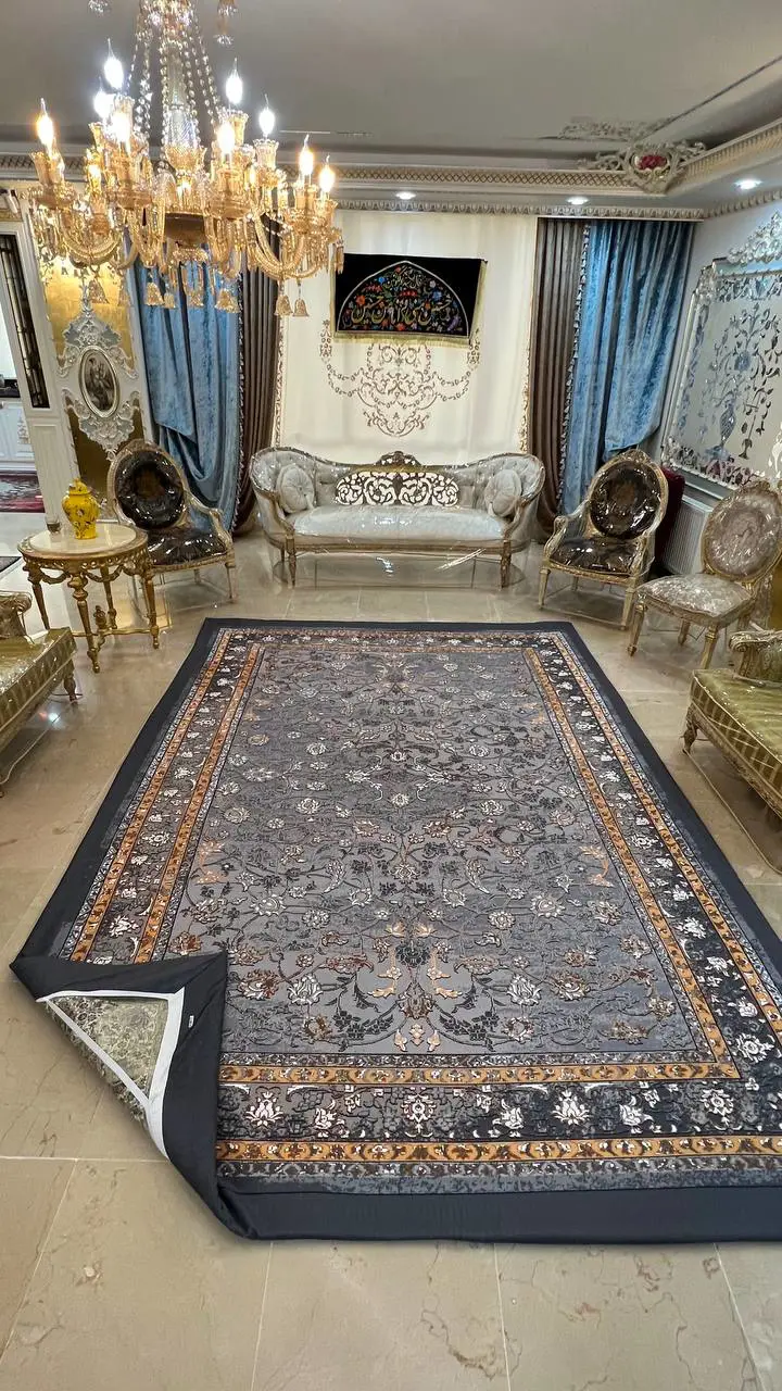 روفرشی کشدار کد B2246 - زمینه طوسی و کرم - 1
