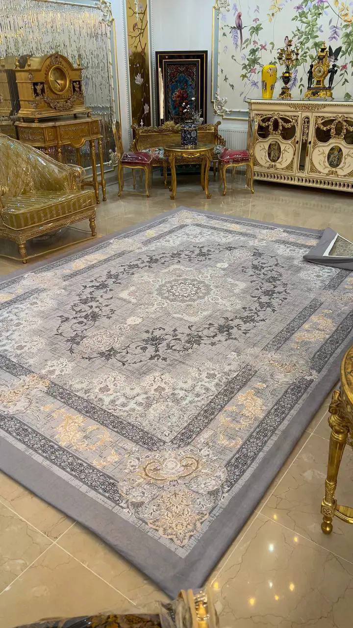 روفرشی کشدار کد B2159 - زمینه طوسی و کرم - 1