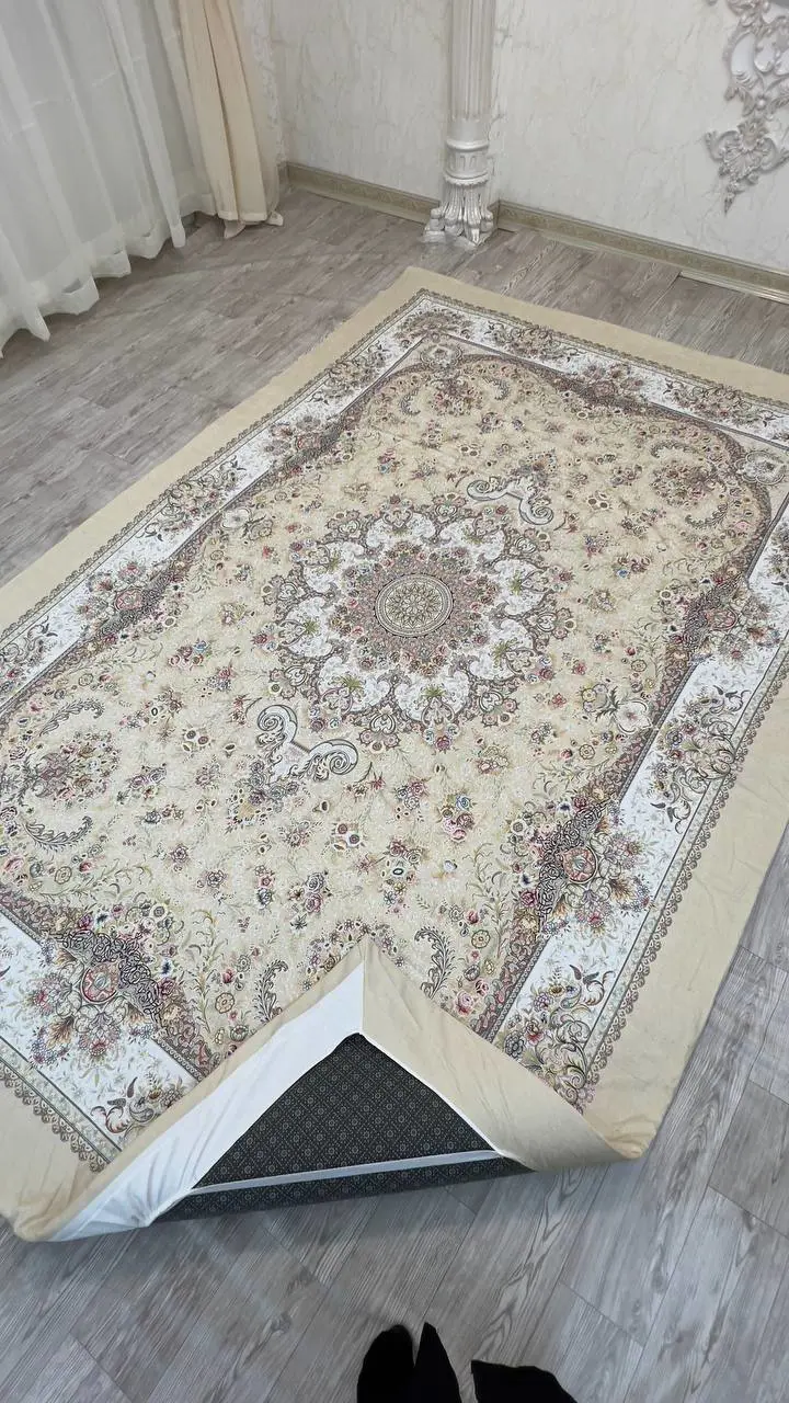 روفرشی کشدار طرح تبریز کد B1689 - زمینه کرم - 1