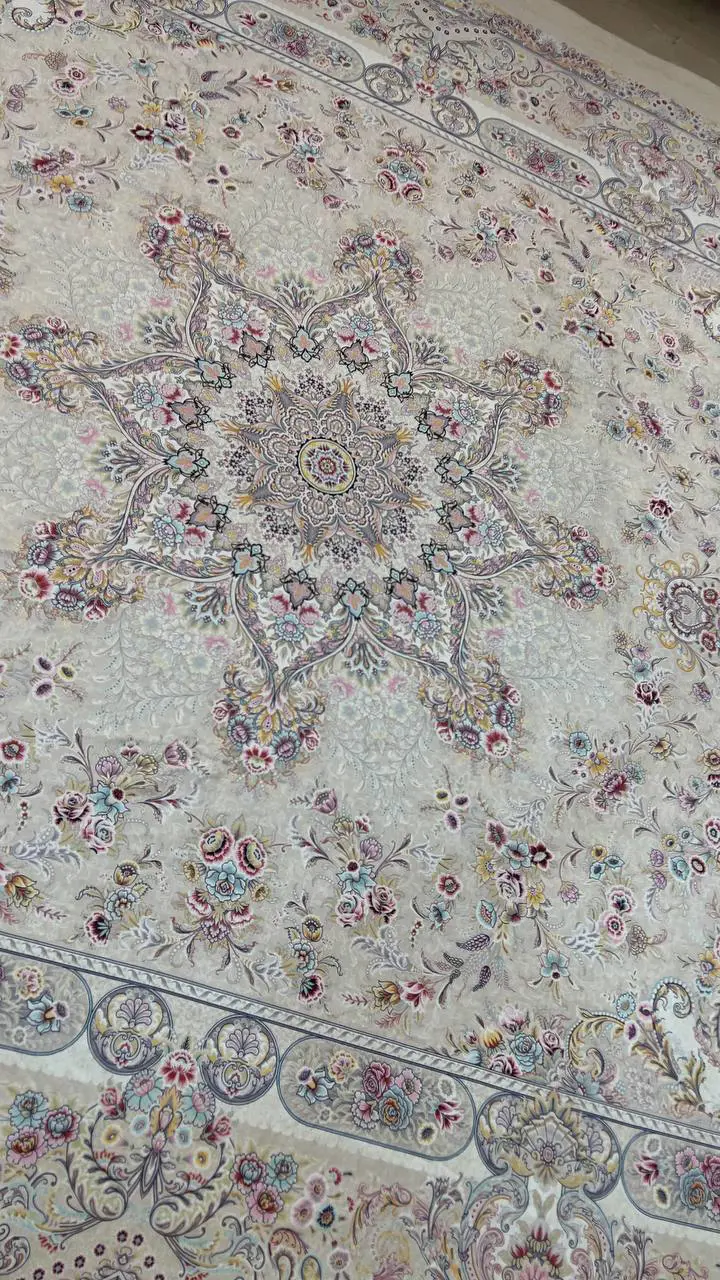 روفرشی کشدار طرح اصیل تبریز کد B1690 - زمینه کرم - 1