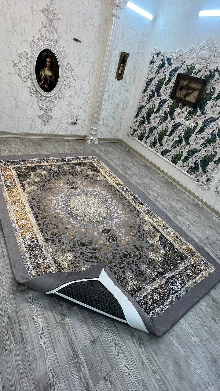 روفرشی کشدار کد B0787 - زمینه طوسی و طلایی - 1