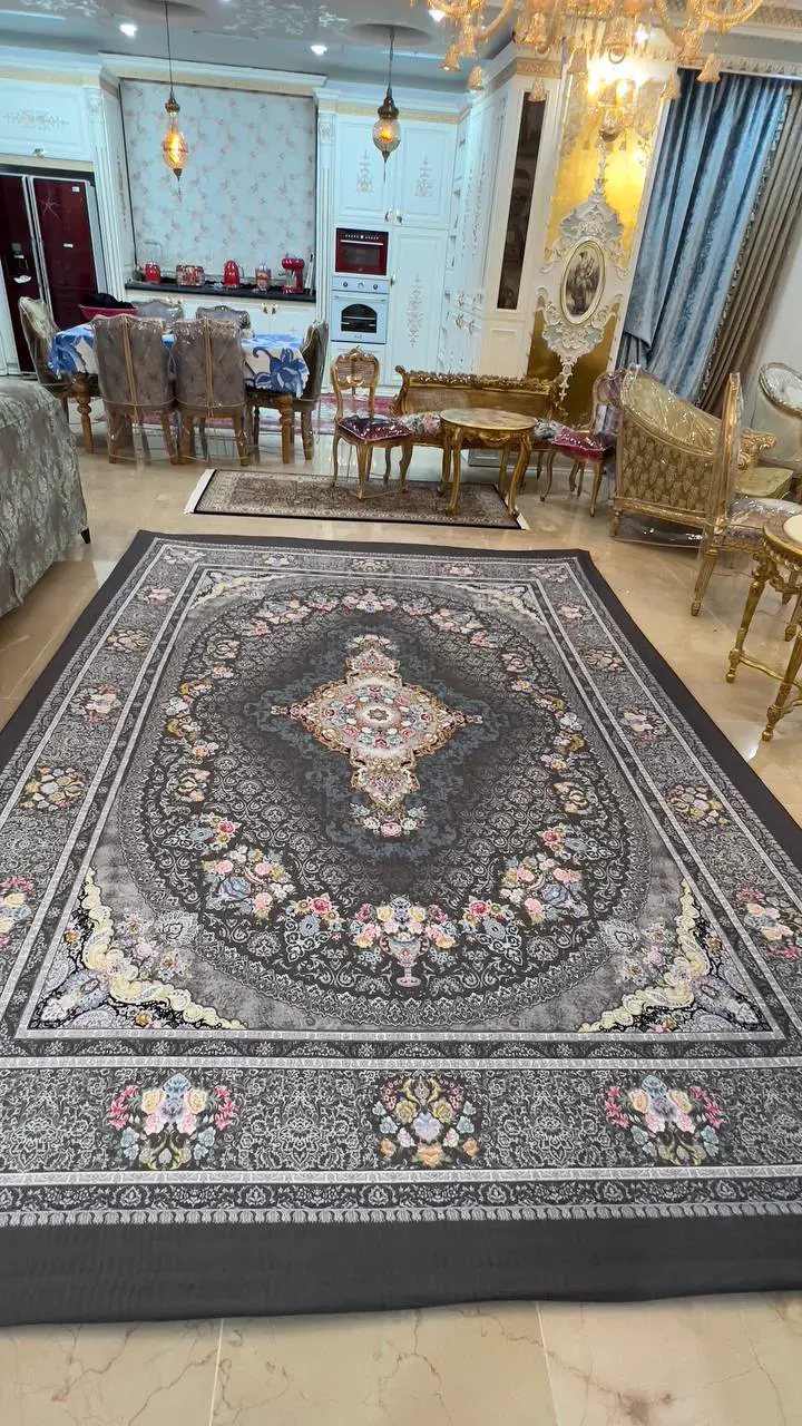 روفرشی کشدار کد B1563 - زمینه طوسی و آبی - 1