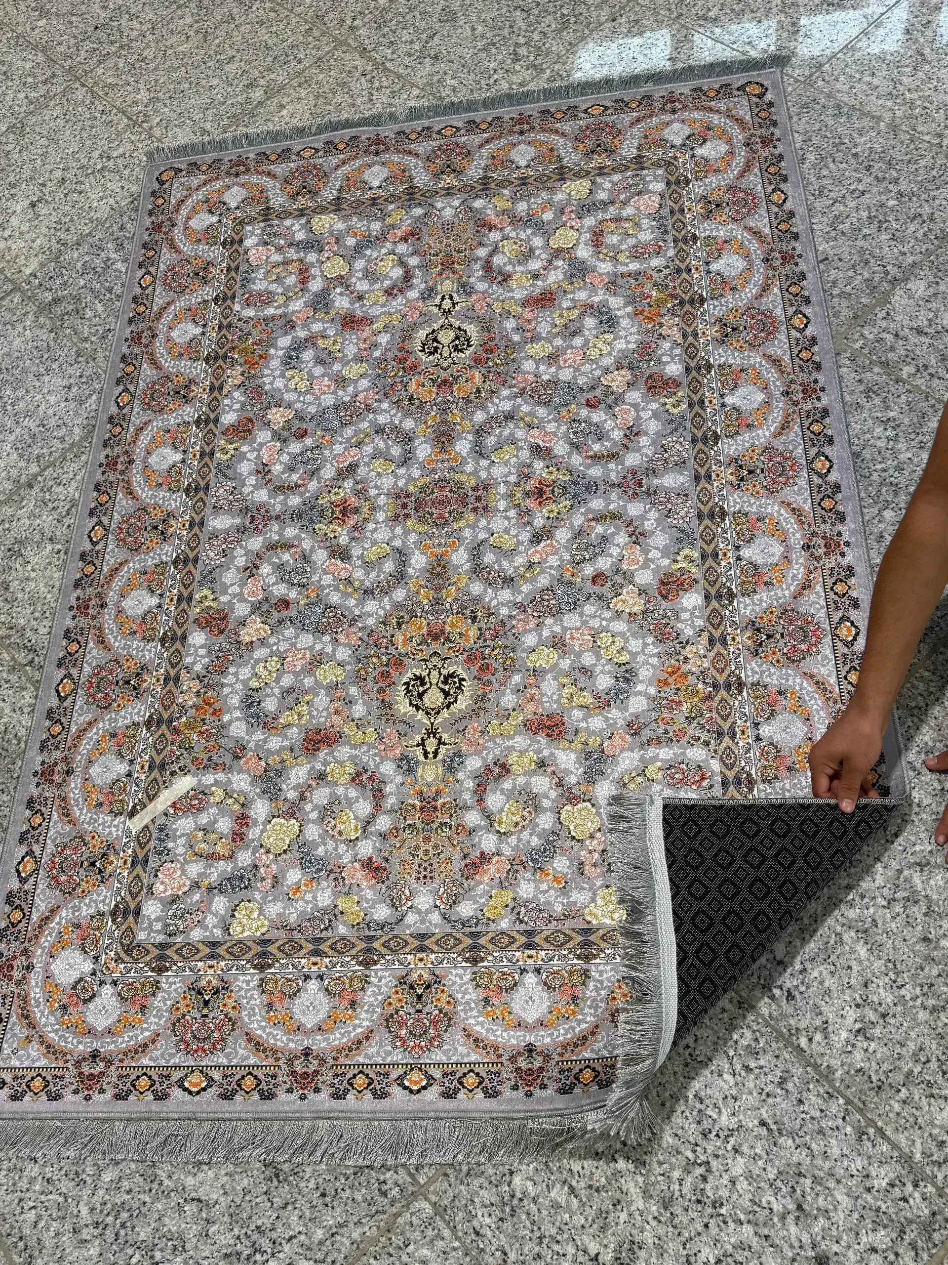فرشینه ترمزدار پیچک گل طوسی B2519 - 1