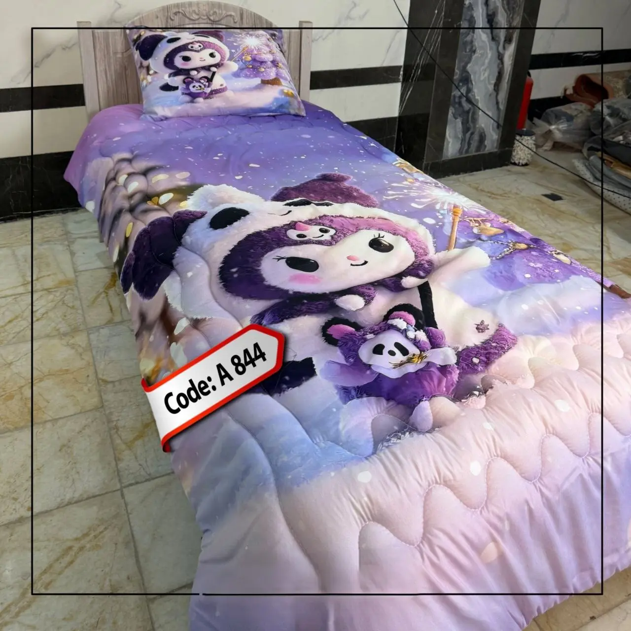 روتختی کودک طرح کارتونی بنفش و صورتی کد A844 - 1