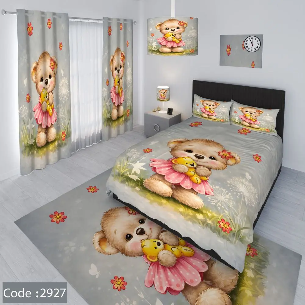 روتختی طرح خرس عروسکی و دامن صورتی کد 2927 - 1