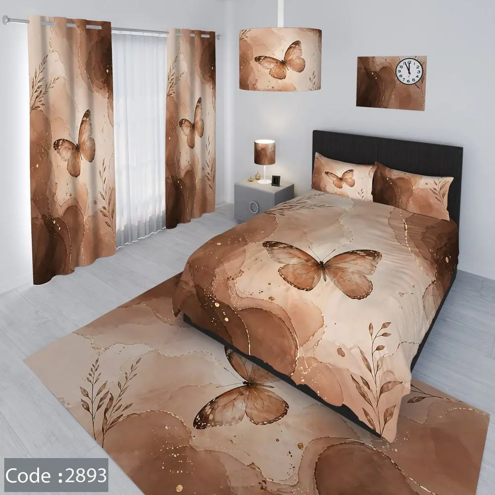 ست روتختی طرح پروانه قهوه‌ای کد 2893 - 1