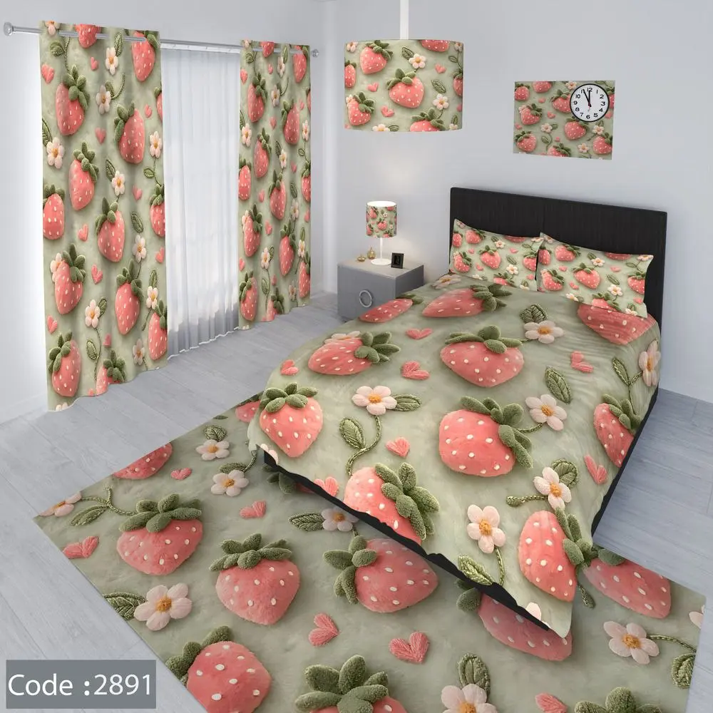 ست روتختی طرح توت‌فرنگی و گل کد 2891 - 1